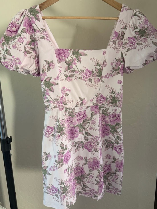 Trixxi Dresses & Skirts - Trixxi Pink Floral Mini Dress Floral Puff Sleeve the Shoulder Size S